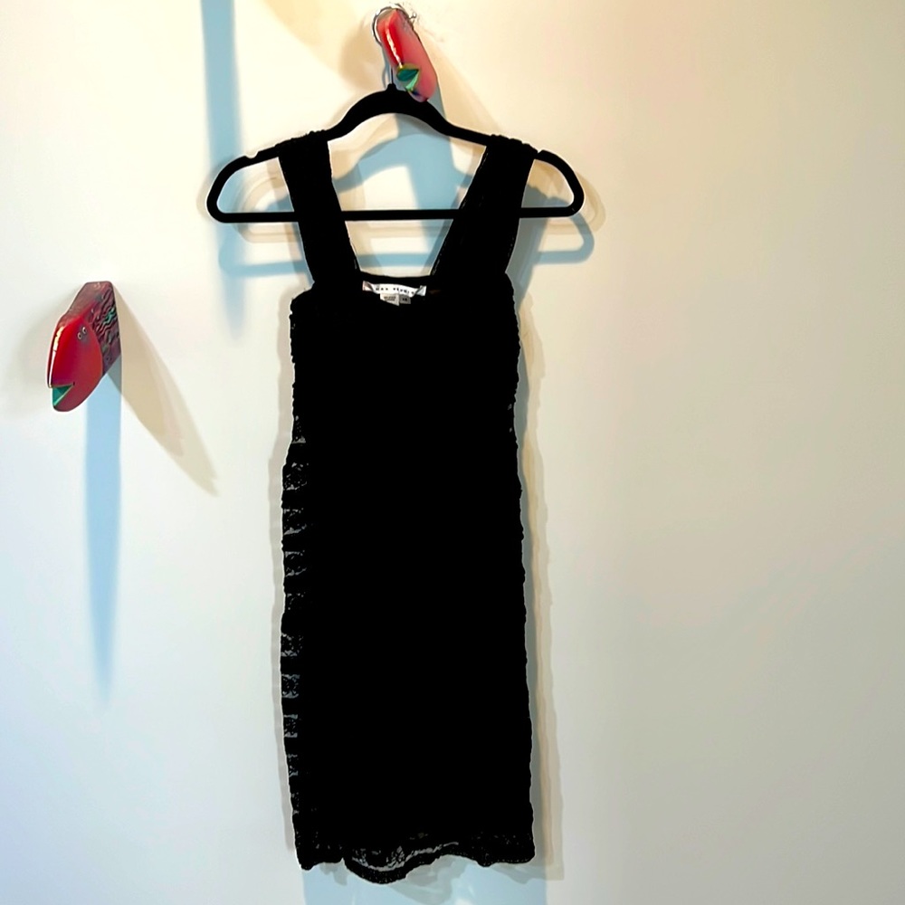 Max Studio black lace dress with lining. XS